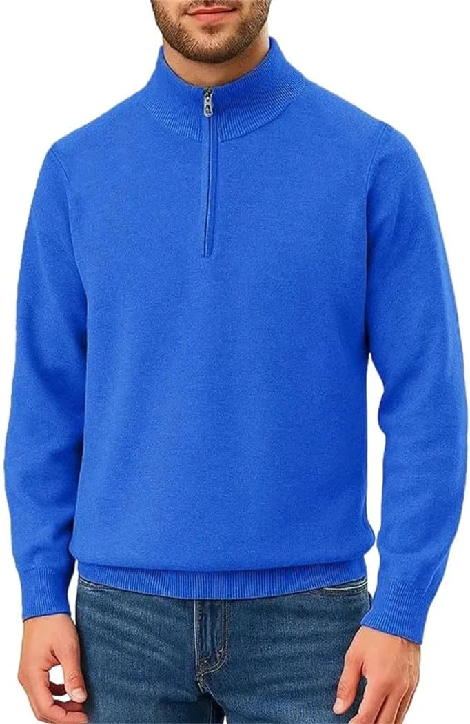 Мужской вязаный пуловер с четвертью молнии, облегающий, с высоким воротом, теплый, легкий, зимний, с длинными рукавами
Мужской вязаный пуловер с четвертью молнии, облегающий, с высоким воротом, теплый, легкий, зимний, с длинными рукавами