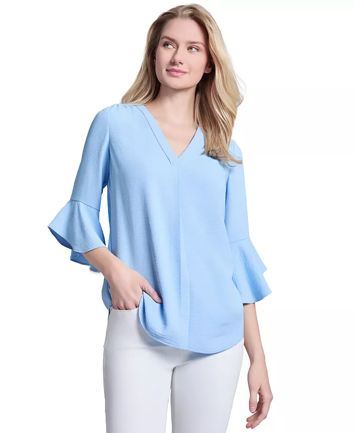 Женская блузка с V-образным вырезом и расклешенными рукавами Jones New York, синий
Женская блузка с V-образным вырезом и расклешенными рукавами Jones New York, синий