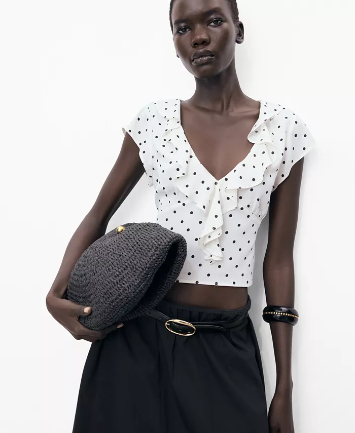 Женская блузка в горошек с оборками MANGO, белый
Женская блузка в горошек с оборками MANGO, белый