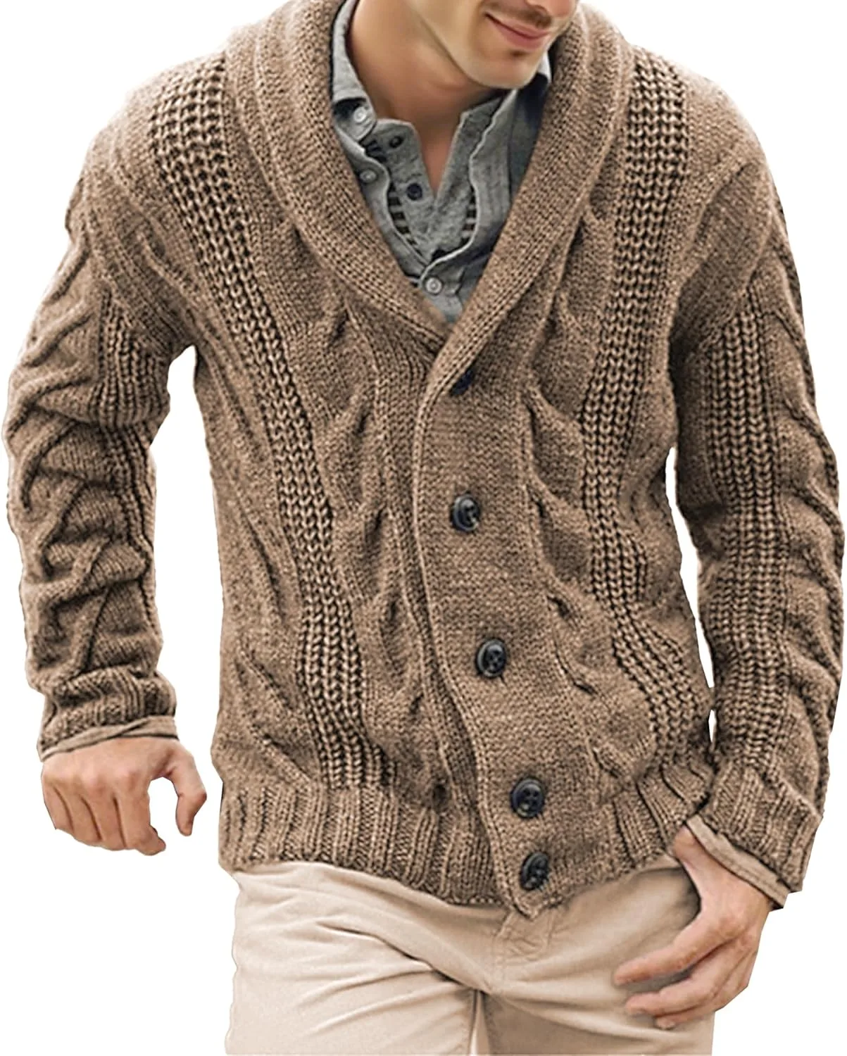 Мужской кардиган slim fit, вязаный, на пуговицах QOAAIE
Мужской кардиган slim fit, вязаный, на пуговицах QOAAIE