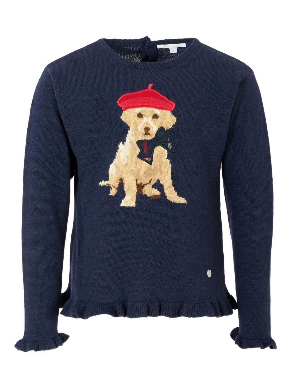 Свитер с оборками и рисунком собаки Patachou, синий
Свитер с оборками и рисунком собаки Patachou, синий