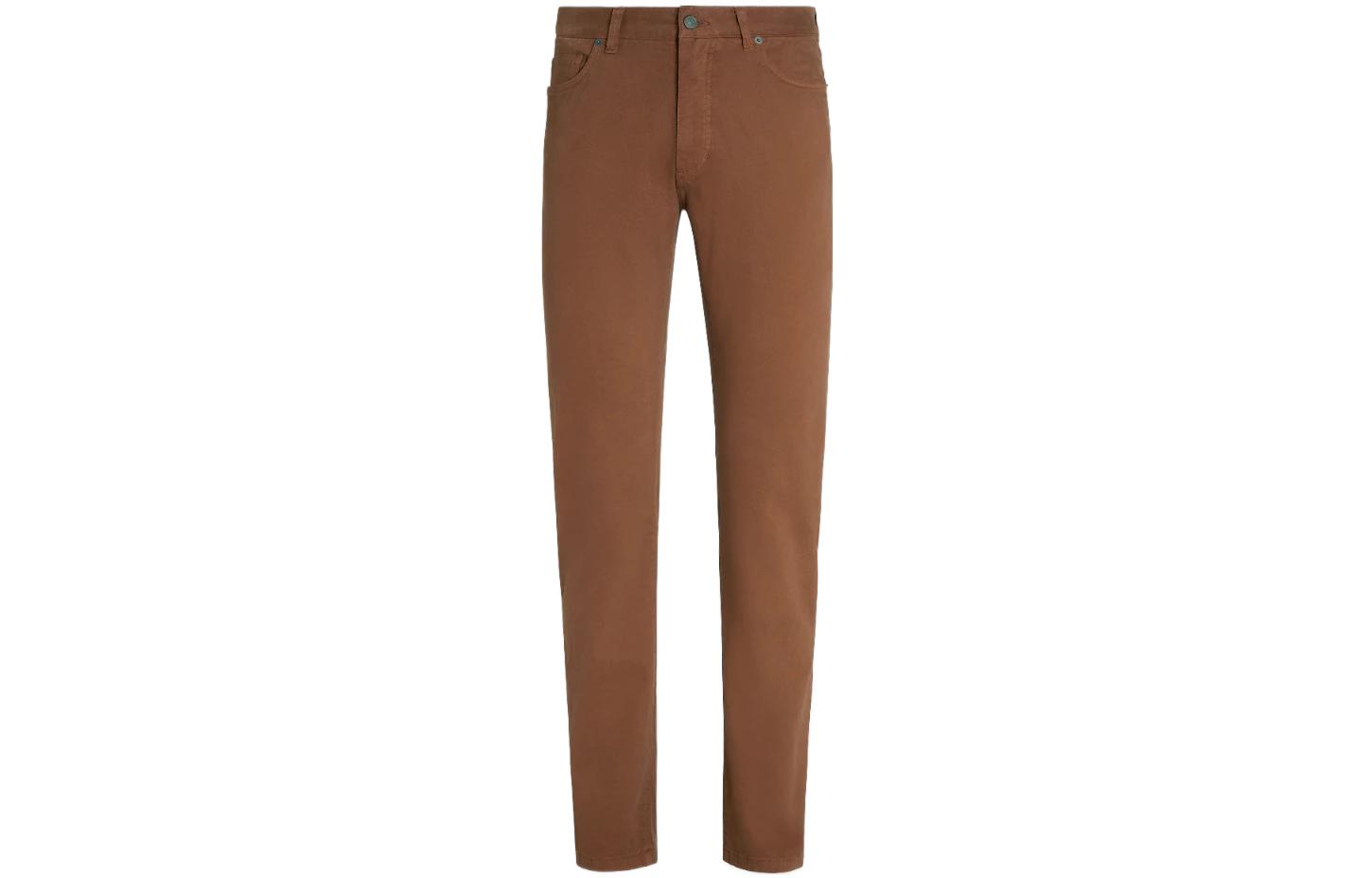 Джинсы сшитые по фигуре с нашивкой логотипом Zegna Ermenegildo Zegna, верблюжий красно-коричневый 
Джинсы сшитые по фигуре с нашивкой логотипом Zegna Ermenegildo Zegna, верблюжий красно-коричневый