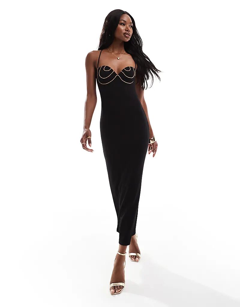 Бронзовое платье-миди с отделкой из страз черного цвета ASOS DESIGN
Бронзовое платье-миди с отделкой из страз черного цвета ASOS DESIGN