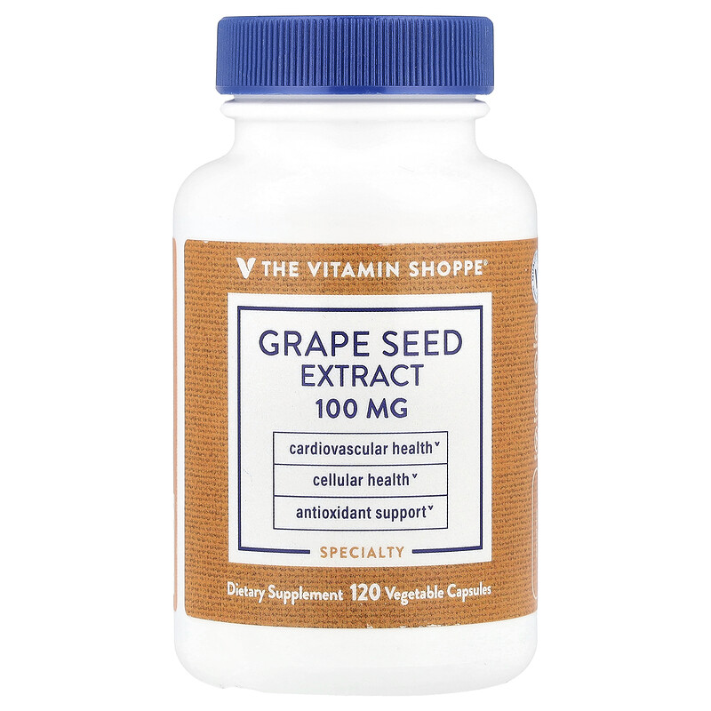 The Vitamin Shoppe, Экстракт виноградных косточек, 100 мг, 120 растительных капсул
The Vitamin Shoppe, Экстракт виноградных косточек, 100 мг, 120 растительных капсул