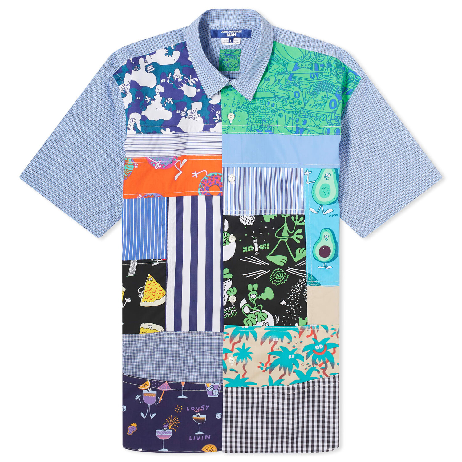 Рубашка с коротким рукавом Junya Watanabe Man X Lousy Livin' Short Sleeve Patchwork Shi, цвет White & Navy Multi
Рубашка с коротким рукавом Junya Watanabe Man X Lousy Livin' Short Sleeve Patchwork Shi, цвет White & Navy Multi