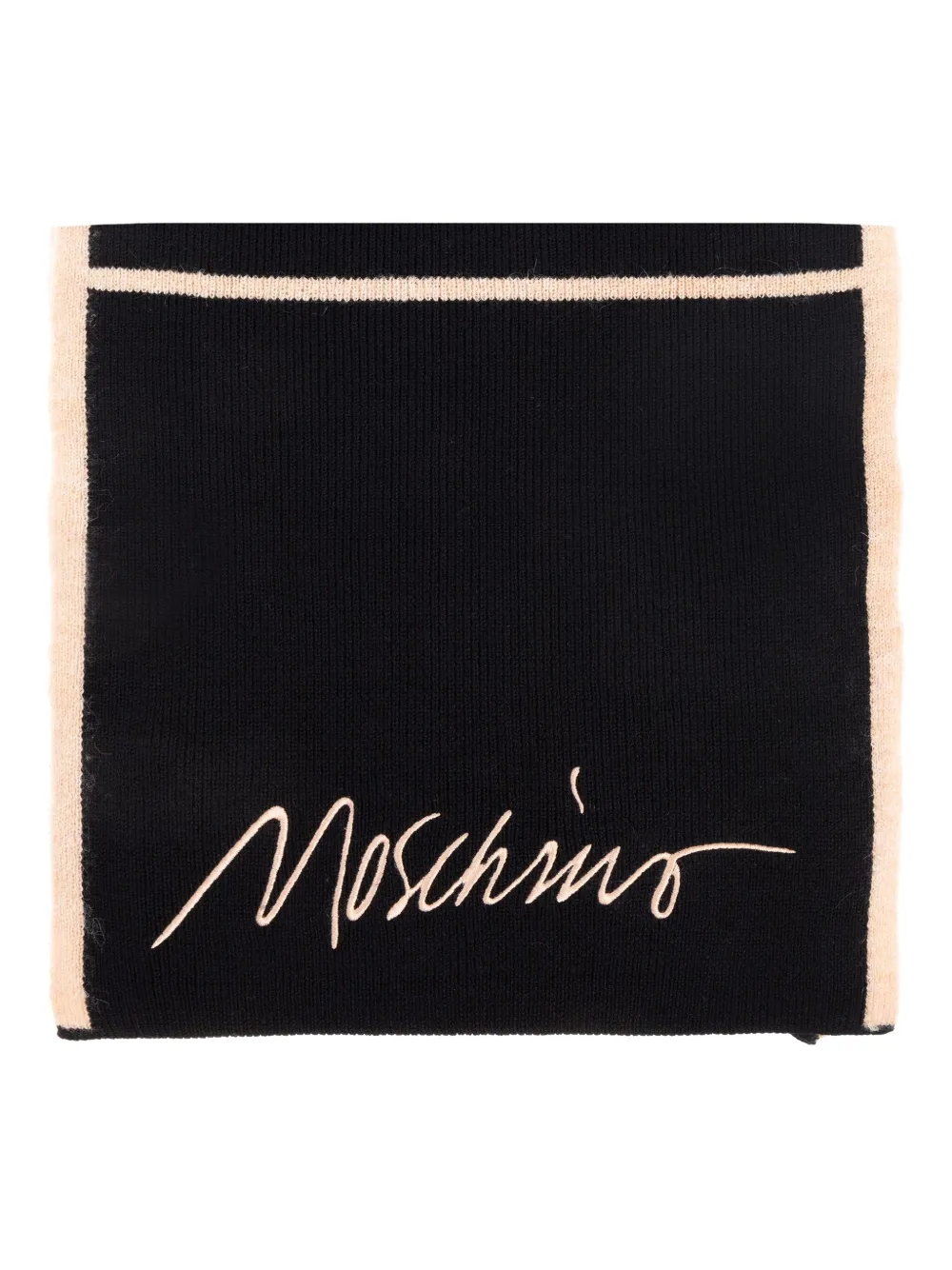 Вышитый рубчатый шарф Moschino, черный
Вышитый рубчатый шарф Moschino, черный