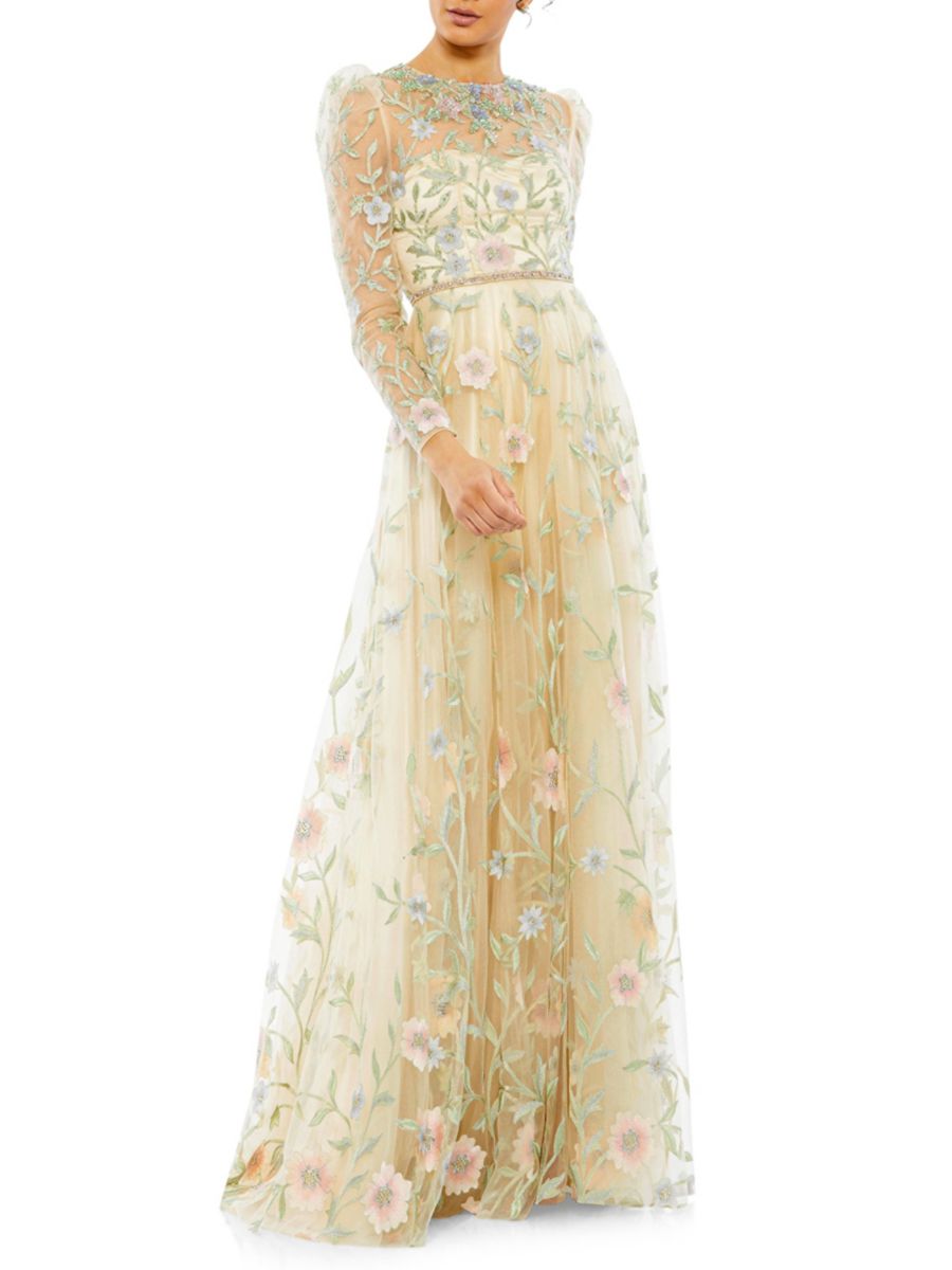 Платье А-силуэта с цветочным принтом и иллюзией Mac Duggal, бежевый
Платье А-силуэта с цветочным принтом и иллюзией Mac Duggal, бежевый