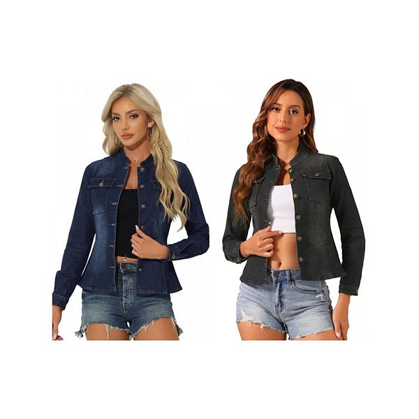 2 упаковки джинсовых курток для женщин с классическим воротником стойкой Inspire Chic, Dark Blue Black
2 упаковки джинсовых курток для женщин с классическим воротником стойкой Inspire Chic, Dark Blue Black