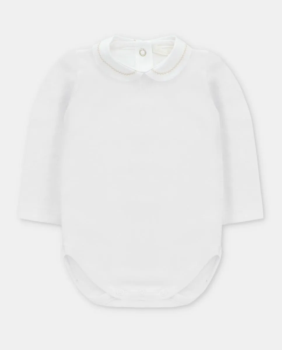 Боди для младенца из интерлока белого цвета с воротником-ребенком, вышитым песочного цвета Martín Aranda
Боди для младенца из интерлока белого цвета с воротником-ребенком, вышитым песочного цвета Martín Aranda