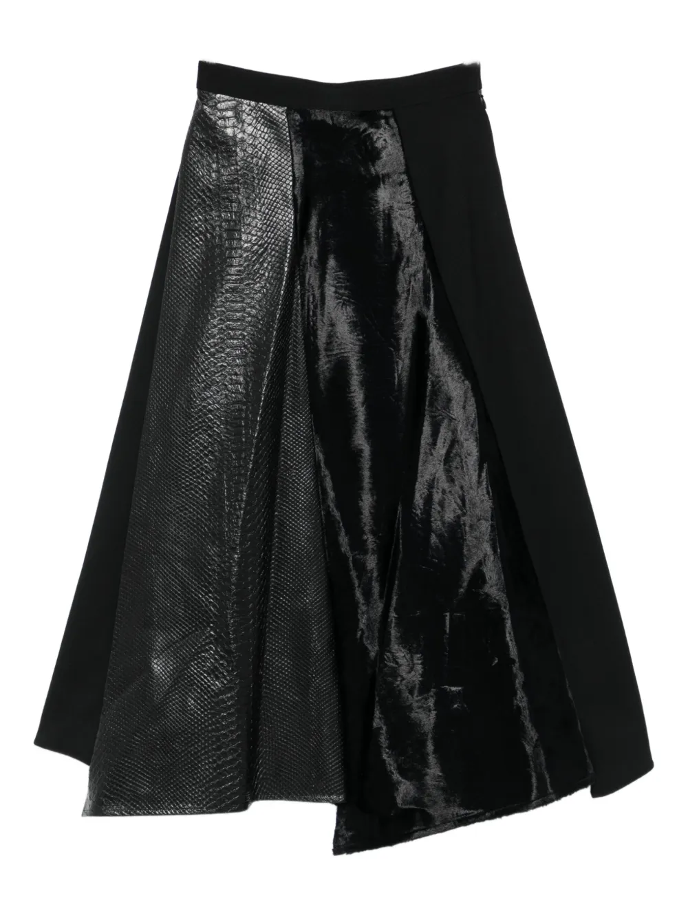 Юбка с панелями из зминой кожи и бархата Junya Watanabe, черный
Юбка с панелями из зминой кожи и бархата Junya Watanabe, черный