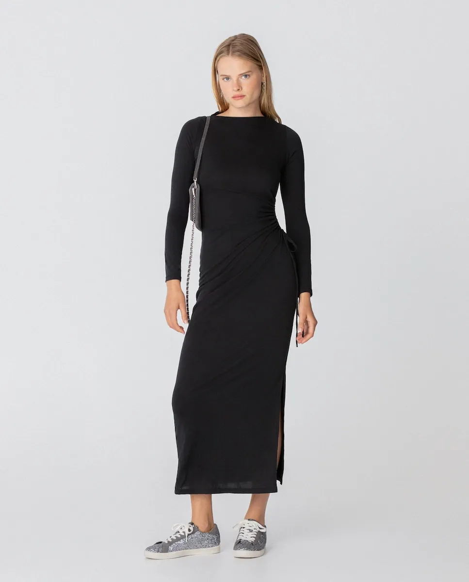 Длинное платье с длинными рукавами, сборкой и боковым разрезом Noon, черный
Длинное платье с длинными рукавами, сборкой и боковым разрезом Noon, черный