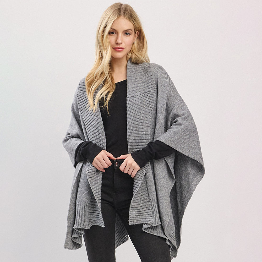 Ребристая отделка Открытый перед Мягкий вязаный шаль Накидка Пончо TRUEDAMES, серый
Ребристая отделка Открытый перед Мягкий вязаный шаль Накидка Пончо TRUEDAMES, серый