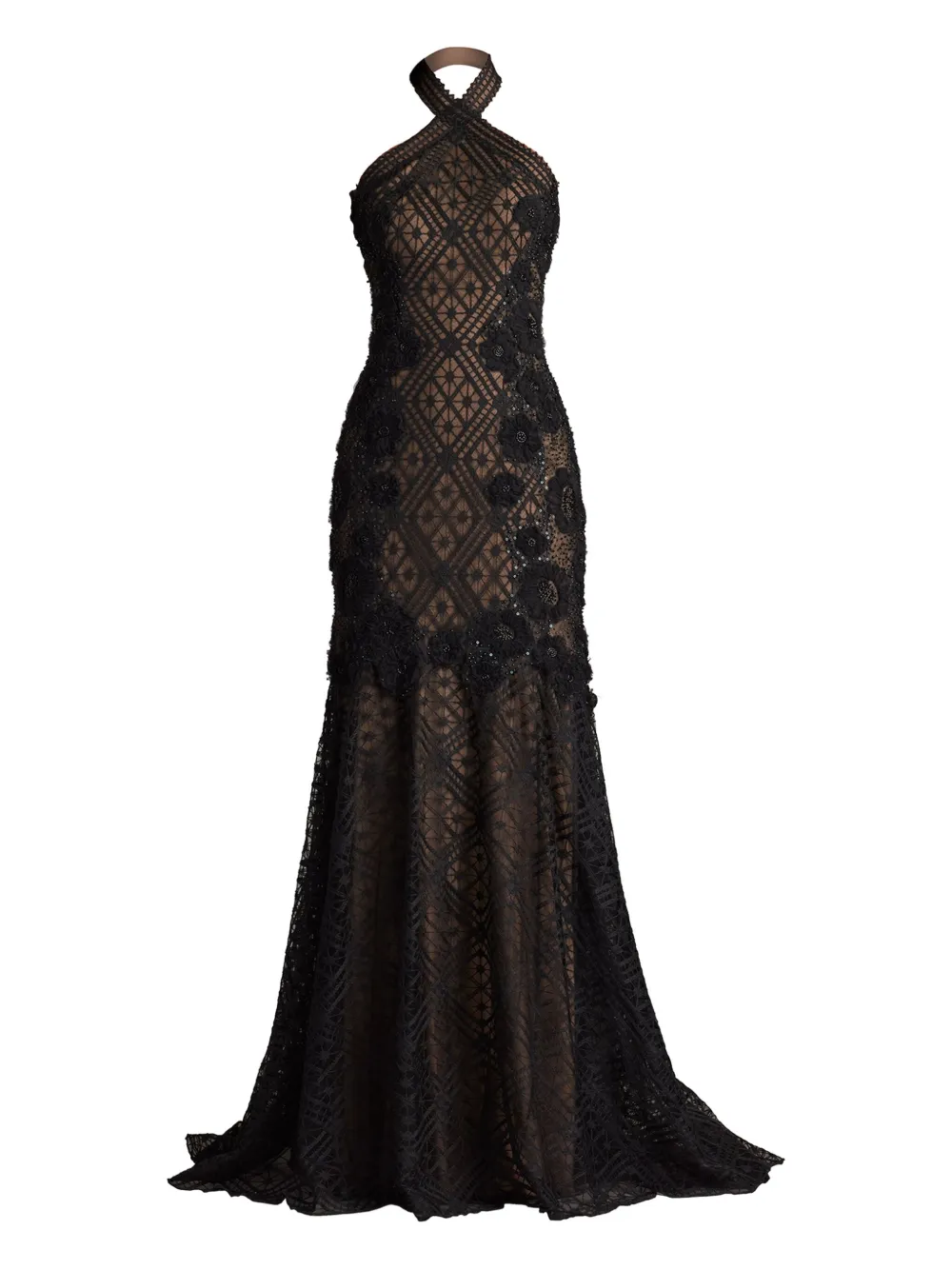 Вечернее платье с бисером Tadashi Shoji, черный 
Вечернее платье с бисером Tadashi Shoji, черный