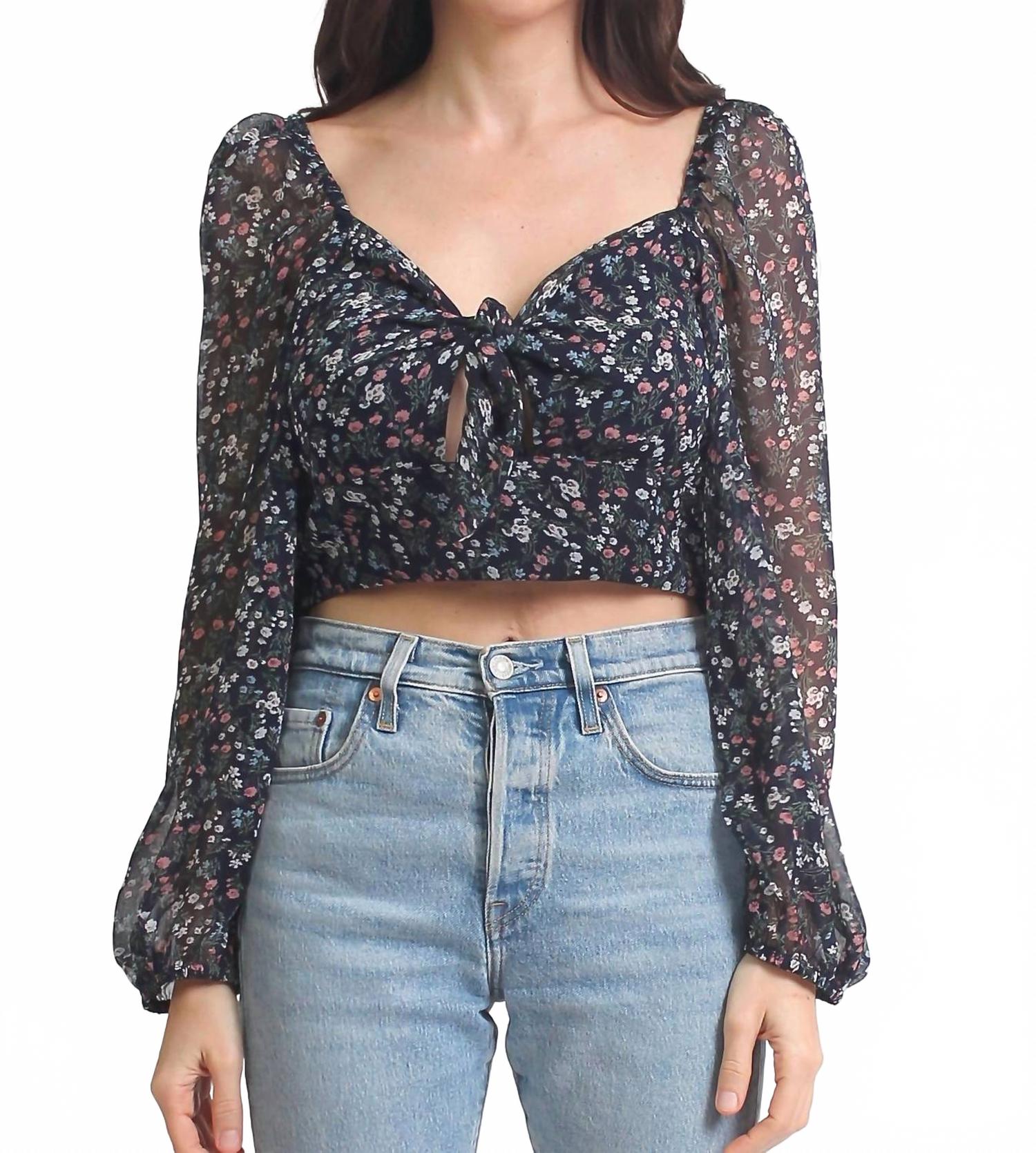 Топ с длинными рукавами Zara в темно-синем цвете Fanco 
Топ с длинными рукавами Zara в темно-синем цвете Fanco