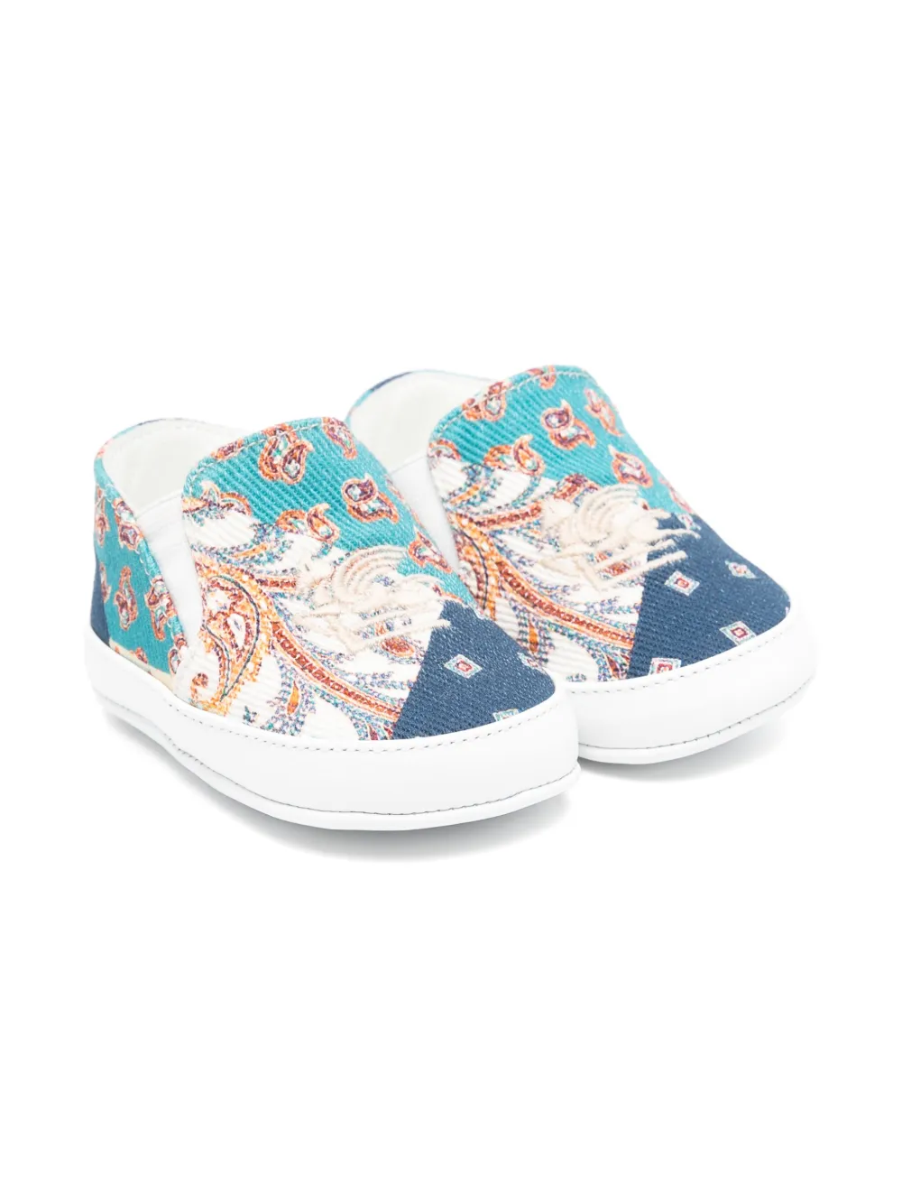 Кроссовки с вышивкой Pegaso ETRO KIDS, синий 
Кроссовки с вышивкой Pegaso ETRO KIDS, синий