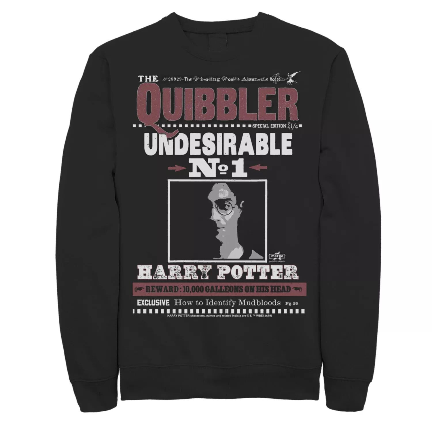 Мужской флисовый пуловер с рисунком The Quibbler Undesirable Number 1 Harry Potter
Мужской флисовый пуловер с рисунком The Quibbler Undesirable Number 1 Harry Potter