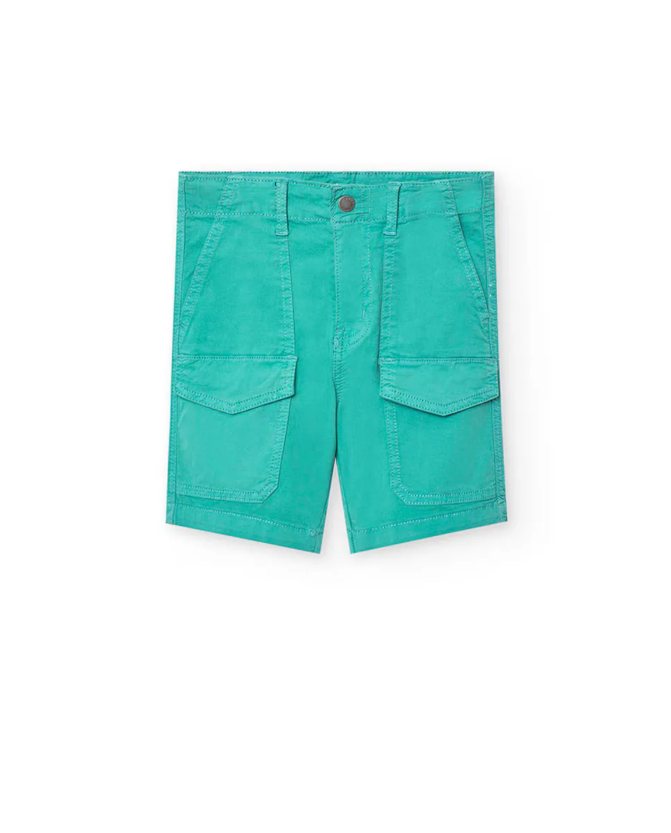 Шорты-бермуды для мальчиков с множественными карманами из однотонной ткани Boboli, зеленый
Шорты-бермуды для мальчиков с множественными карманами из однотонной ткани Boboli, зеленый