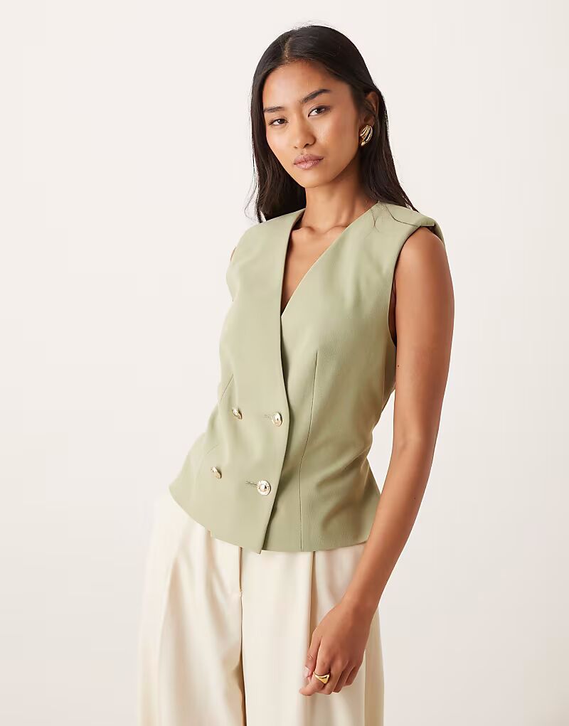 Жилет с завязкой цвета хаки Asos Design
Жилет с завязкой цвета хаки Asos Design