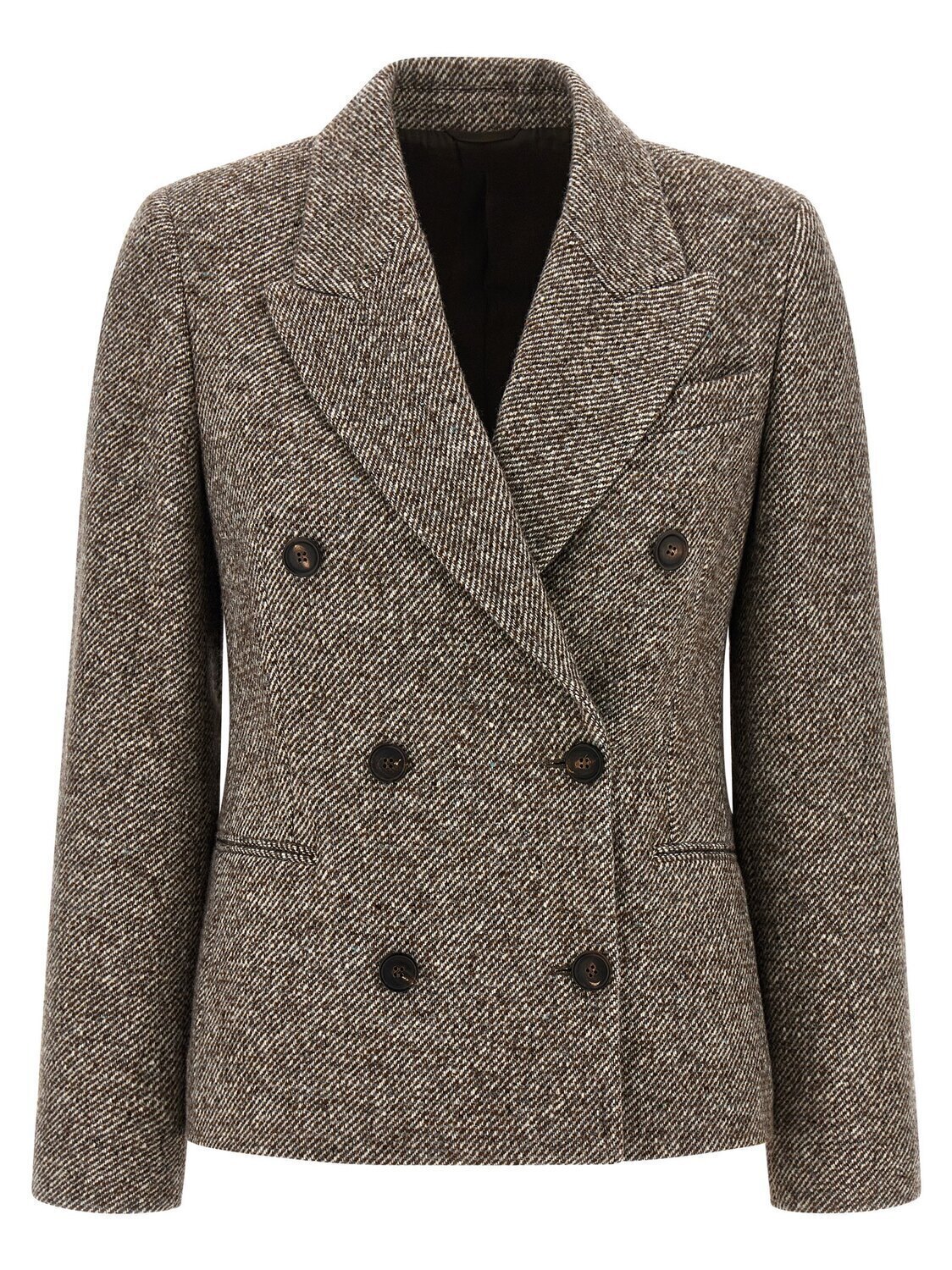 Двубортный пиджак из шелковой смеси Brunello Cucinelli, коричневый
Двубортный пиджак из шелковой смеси Brunello Cucinelli, коричневый
