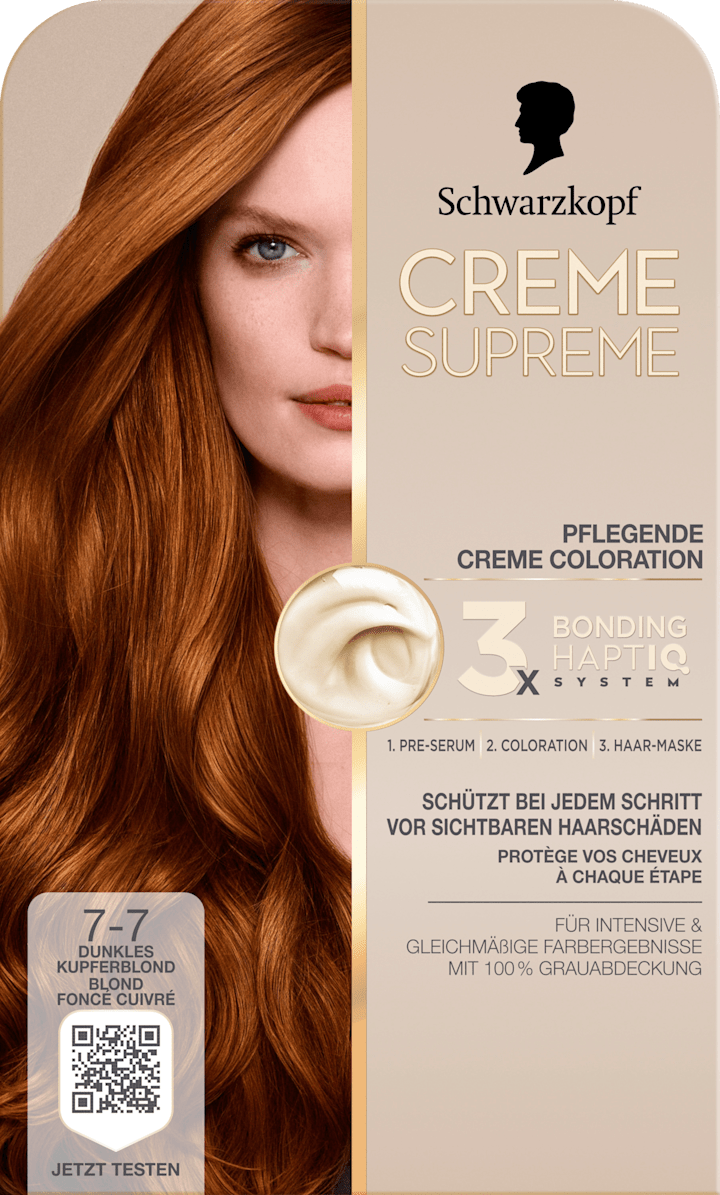 Краска для волос Schwarzkopf CREME SUPREME Haarfarbe 7-7 Dunkles Kupferblond, 1 St
Краска для волос Schwarzkopf CREME SUPREME Haarfarbe 7-7 Dunkles Kupferblond, 1 St