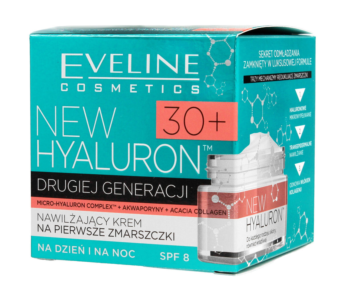 Eveline Cosmetics, New Hyaluron 30+, увлажняющий крем от первых морщин, день и ночь, 50 мл
Eveline Cosmetics, New Hyaluron 30+, увлажняющий крем от первых морщин, день и ночь, 50 мл