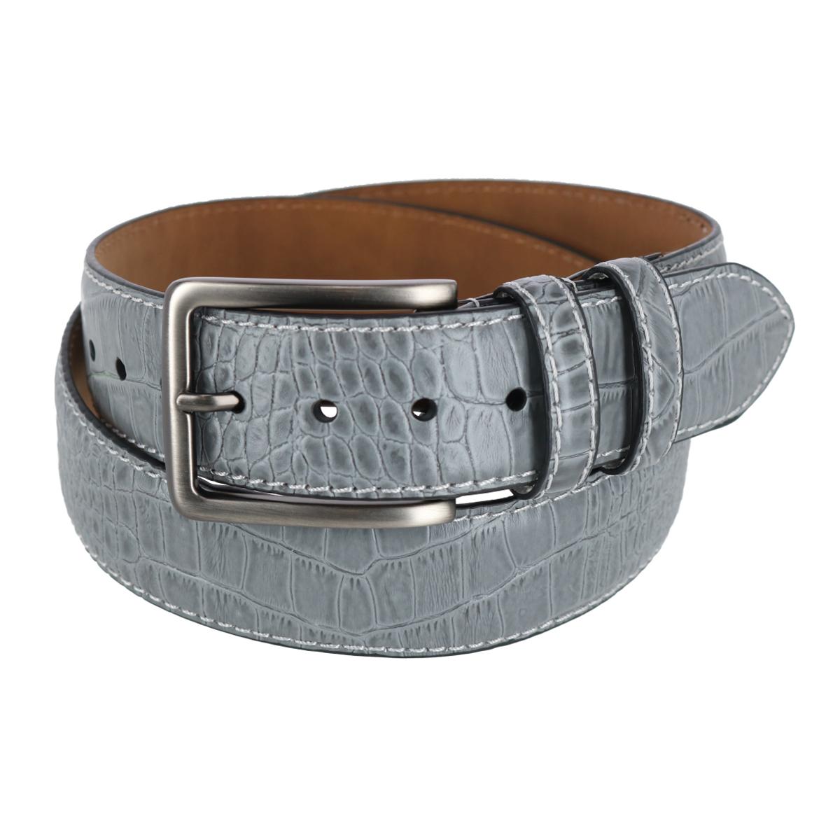 Мужской ремень для гольфа с крокодиловым принтом и контрастной строчкой Mad Golfer, серый 
Мужской ремень для гольфа с крокодиловым принтом и контрастной строчкой Mad Golfer, серый