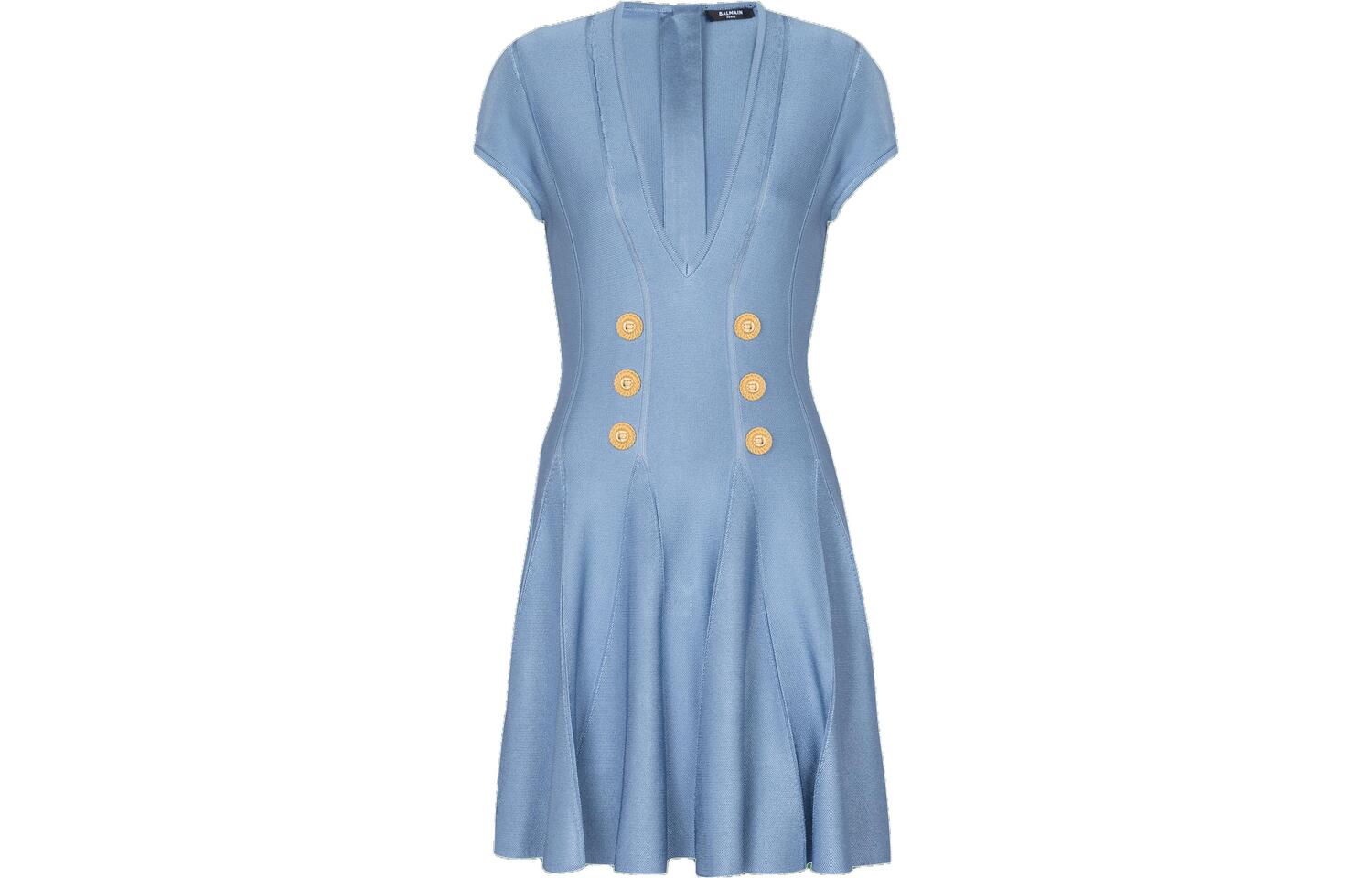 Шестипуговичное платье-мини из тонкой вязки BALMAIN, синий
Шестипуговичное платье-мини из тонкой вязки BALMAIN, синий