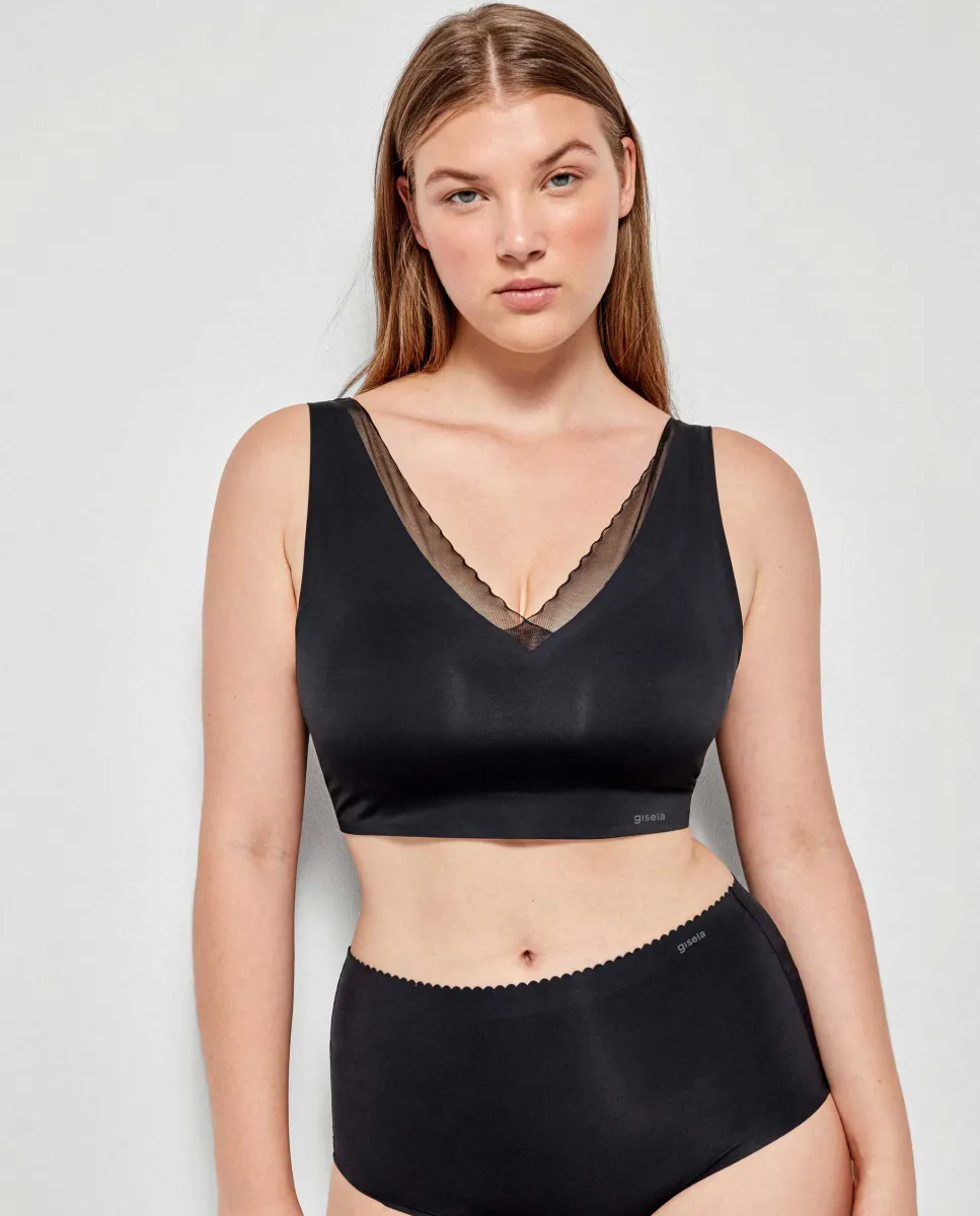 Бюстгальтер без косточек с отделкой из термоплавкой пены Gisela, черный 
Бюстгальтер без косточек с отделкой из термоплавкой пены Gisela, черный