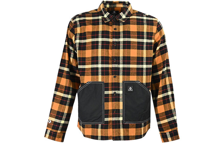 Клетчатая лоскутная тканая рубашка унисекс желтый Converse, желтый 
Клетчатая лоскутная тканая рубашка унисекс желтый Converse, желтый