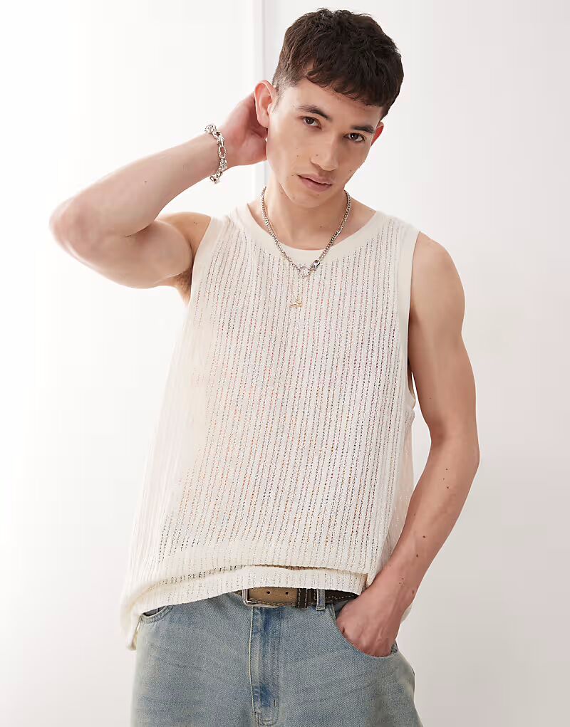 Топ-майка Weekday с открытой вязкой в оттенке белого
Топ-майка Weekday с открытой вязкой в оттенке белого