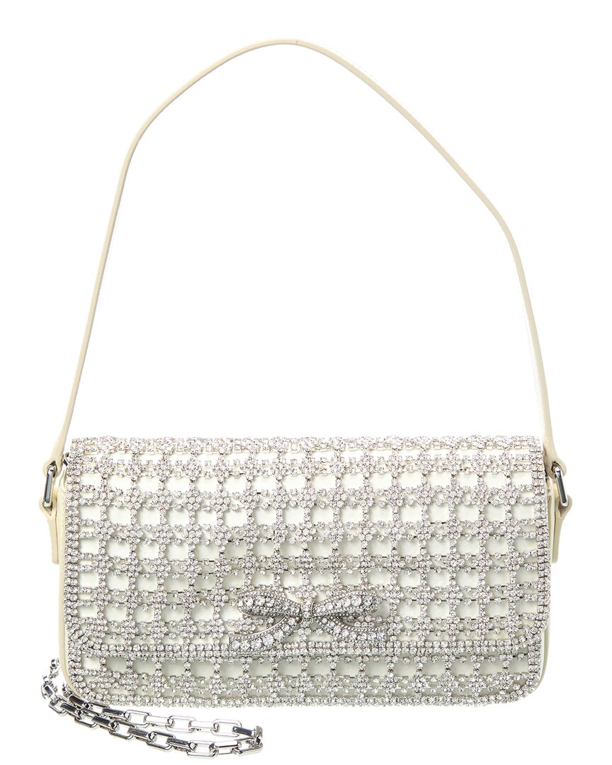 Self-Portrait Кристальная кожаная багет-сумка, белый 
Self-Portrait Кристальная кожаная багет-сумка, белый