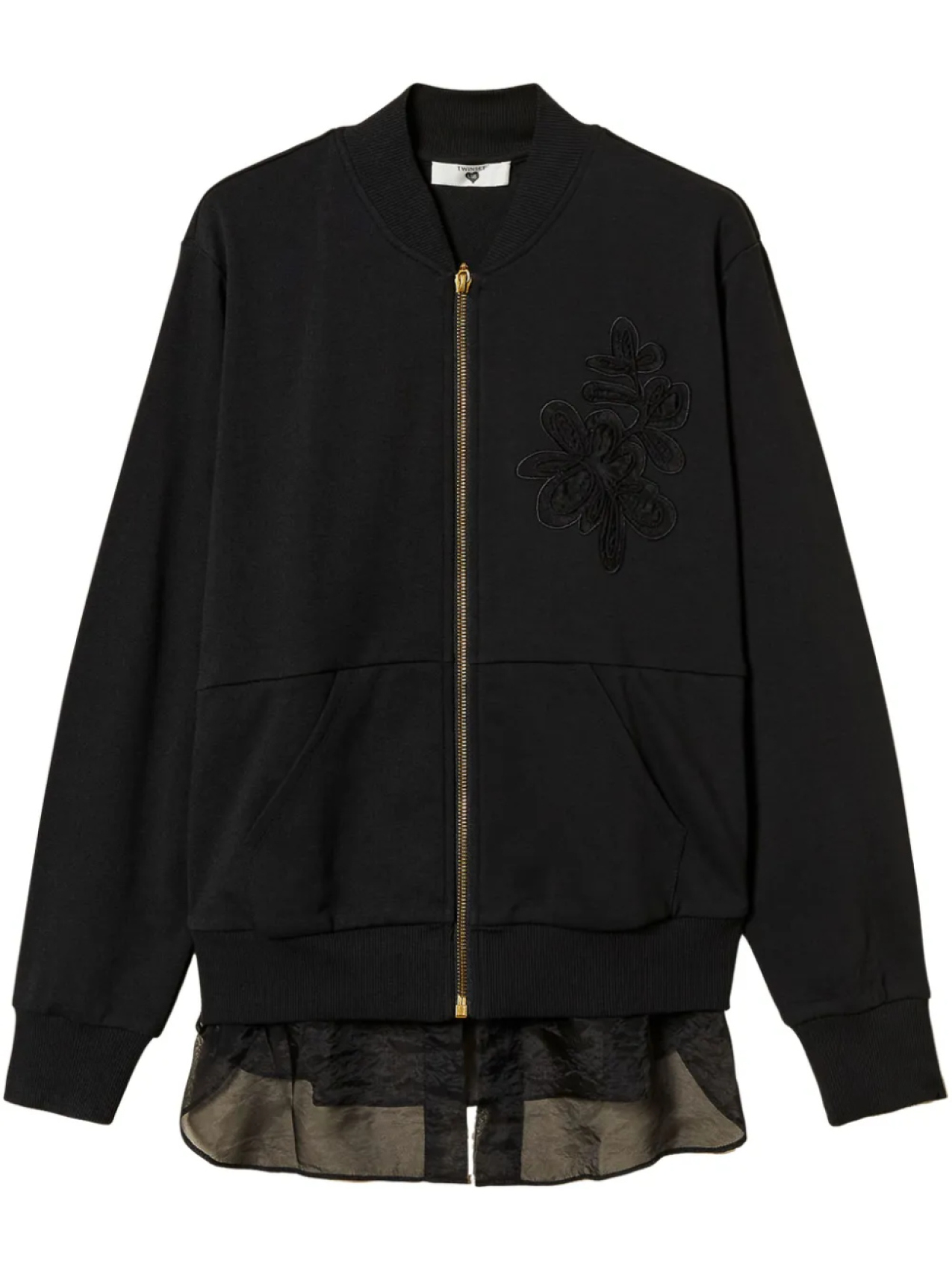 Свитшот с вышивкой и вставкой из органзы TWINSET, черный
Свитшот с вышивкой и вставкой из органзы TWINSET, черный