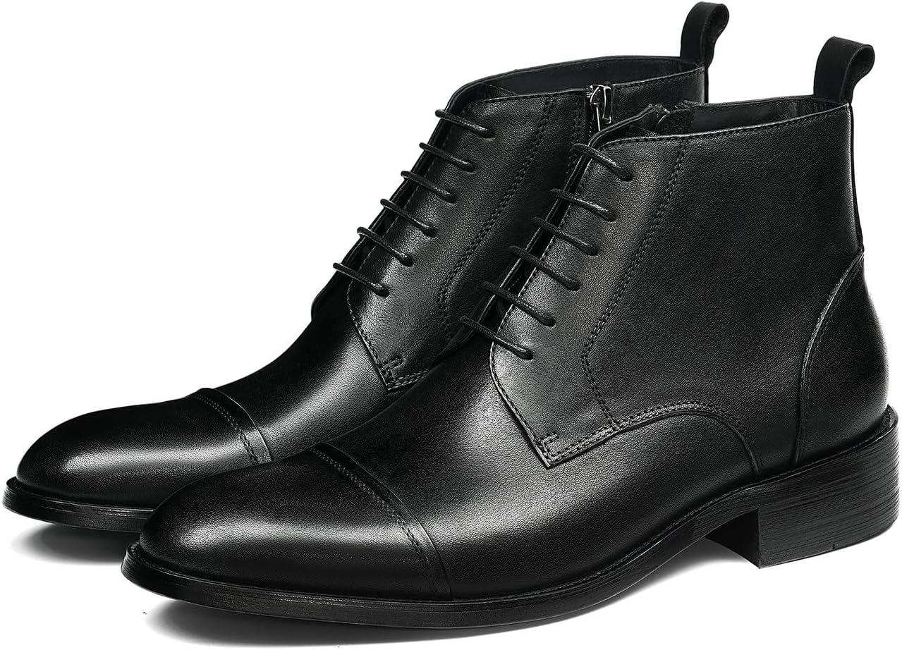 Мужские классические кожаные ботинки Santimon из верхнего слоя кожи - удобные ботинки на шнуровке с боковой молнией и носком «капто» для делового повседневного стиля, выпускных, свадеб и офиса, черный
Мужские классические кожаные ботинки Santimon из верхнего слоя кожи - удобные ботинки на шнуровке с боковой молнией и носком «капто» для делового повседневного стиля, выпускных, свадеб и офиса, черный