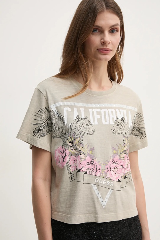 Хлопковая футболка Guess, бежевый
Хлопковая футболка Guess, бежевый