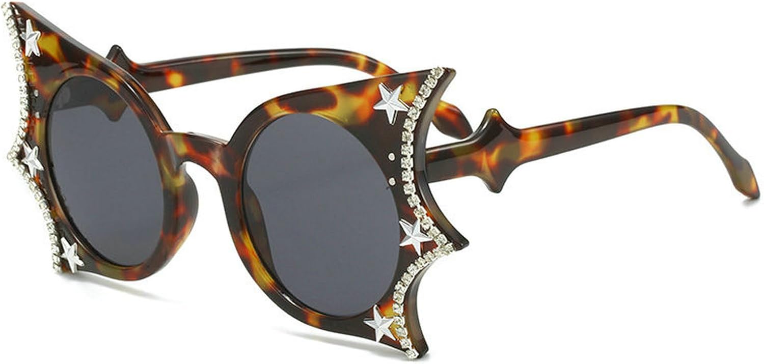 COTIA Модные солнцезащитные очки в форме летучей мыши для женщин и мужчин, с бриллиантовой оправой в виде бабочки и звезд, декор в стиле Y2K, забавные очки для Хэллоуина и косплея, Leopard
COTIA Модные солнцезащитные очки в форме летучей мыши для женщин и мужчин, с бриллиантовой оправой в виде бабочки и звезд, декор в стиле Y2K, забавные очки для Хэллоуина и косплея, Leopard