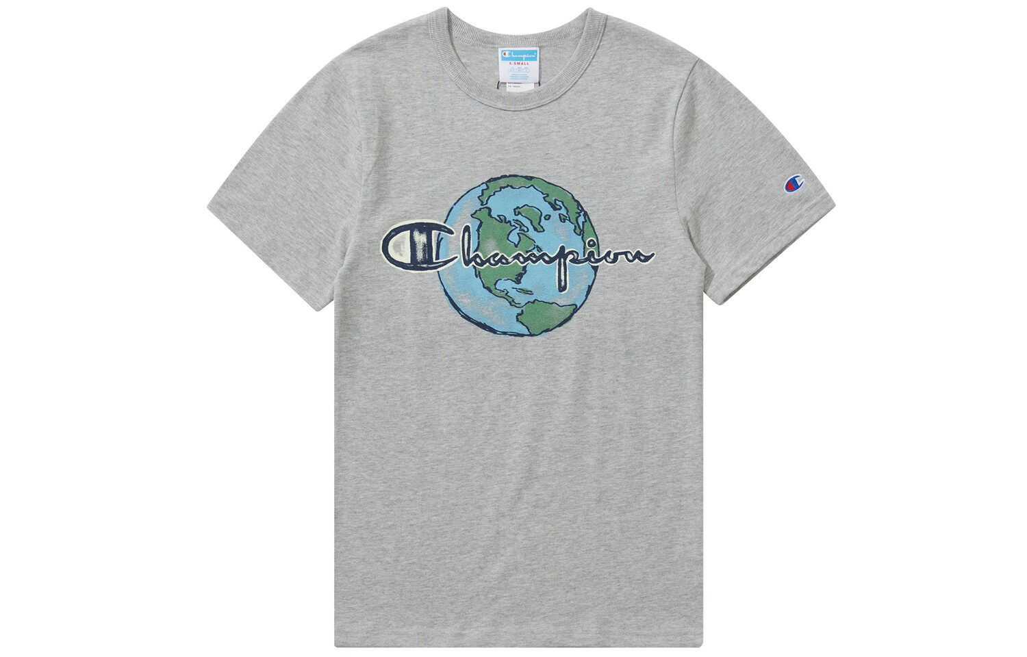 Champion Футболка «Чемпион» унисекс, Серый/Синий 
Champion Футболка «Чемпион» унисекс, Серый/Синий