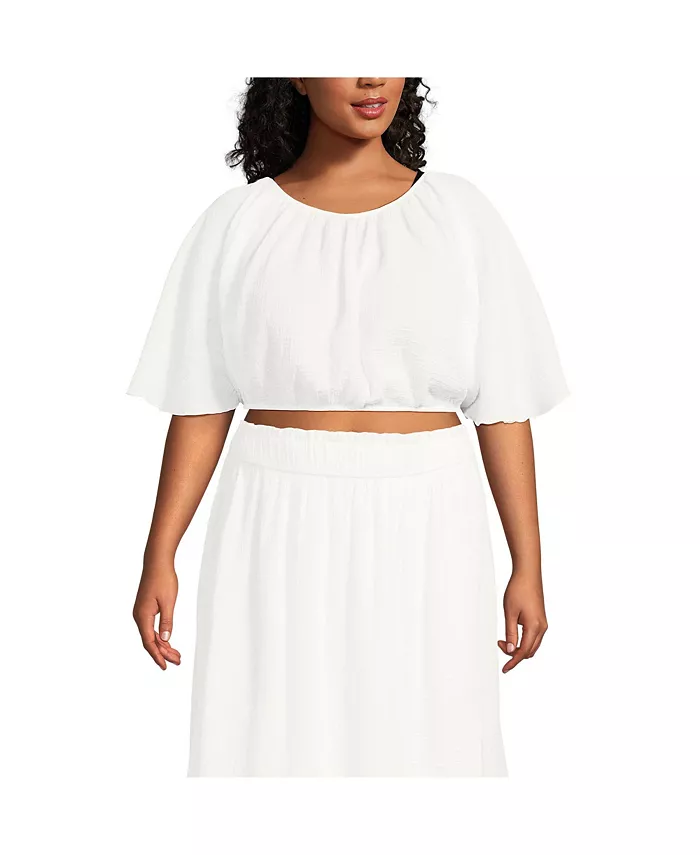 Укороченный топ из хлопковой марли с рукавами «летучая мышь» больших размеров Lands' End, белый
Укороченный топ из хлопковой марли с рукавами «летучая мышь» больших размеров Lands' End, белый