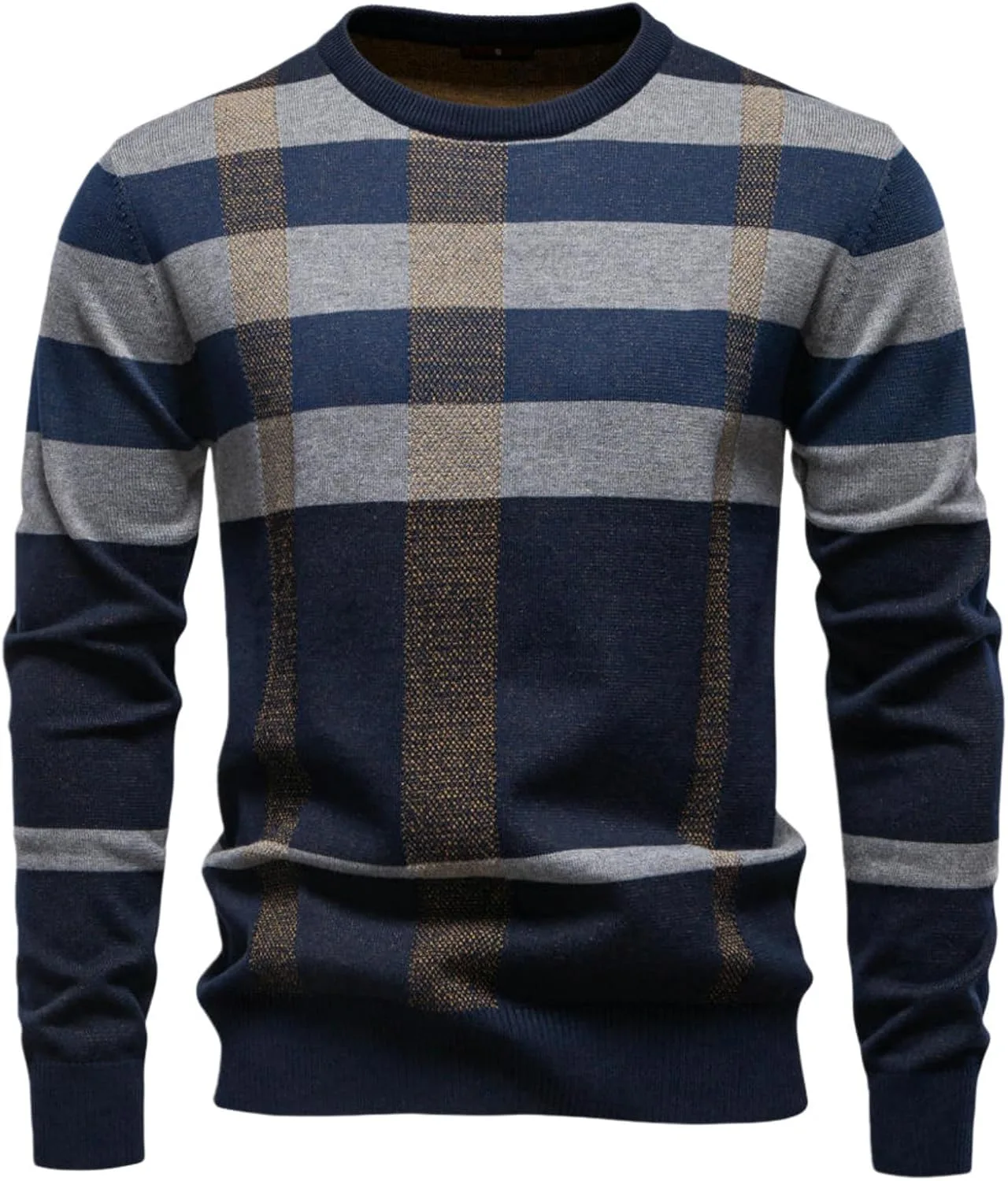 Мужской свитер с круглым вырезом в клетку для бизнес-кэжуал FOLKFOLD
Мужской свитер с круглым вырезом в клетку для бизнес-кэжуал FOLKFOLD