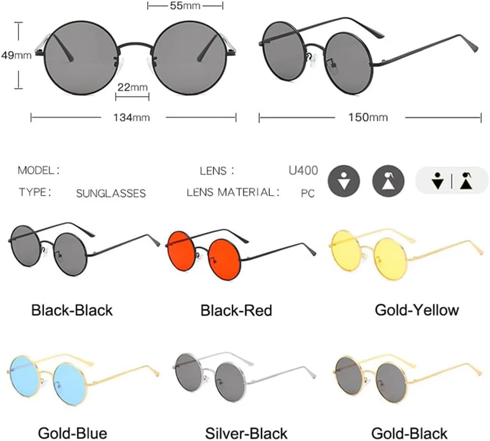 Классические мужские круглые солнцезащитные очки для женщин в металлической оправе с защитой от УФ-излучения UV400. Модные очки для мужчин и женщин MTZJH, Black-grey
Классические мужские круглые солнцезащитные очки для женщин в металлической оправе с защитой от УФ-излучения UV400. Модные очки для мужчин и женщин MTZJH, Black-grey