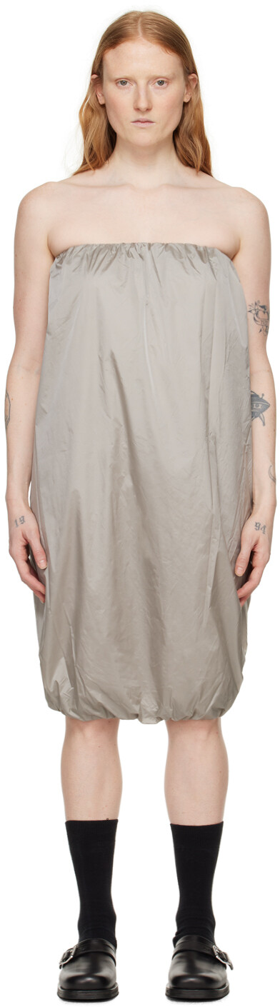 Серое мини-платье со сборками Amomento, Серый, Серое мини-платье со сборками Amomento