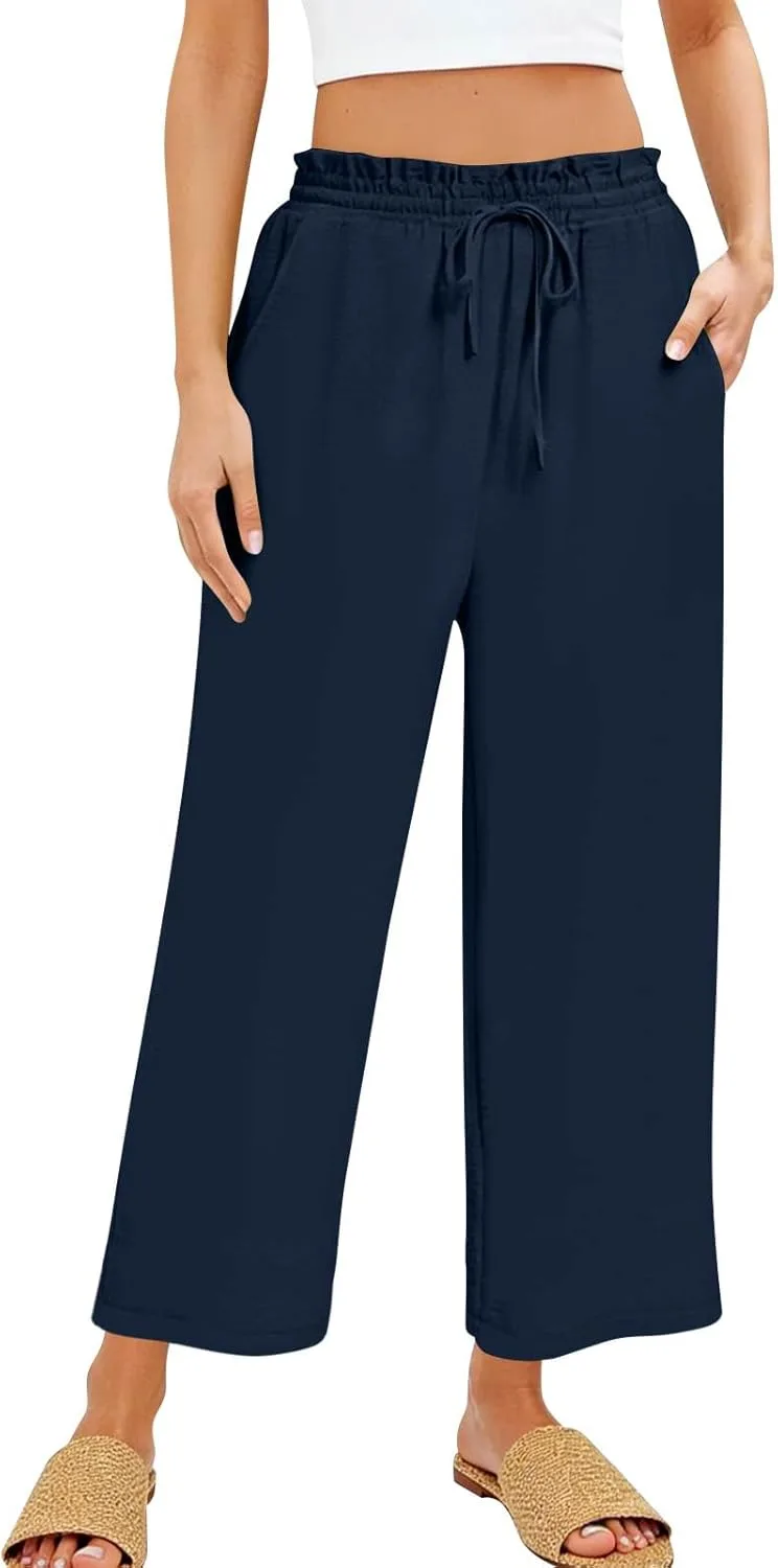 Капри для женщин с кулиской, высокая талия, широкие штанины RODYETQQ
Капри для женщин с кулиской, высокая талия, широкие штанины RODYETQQ