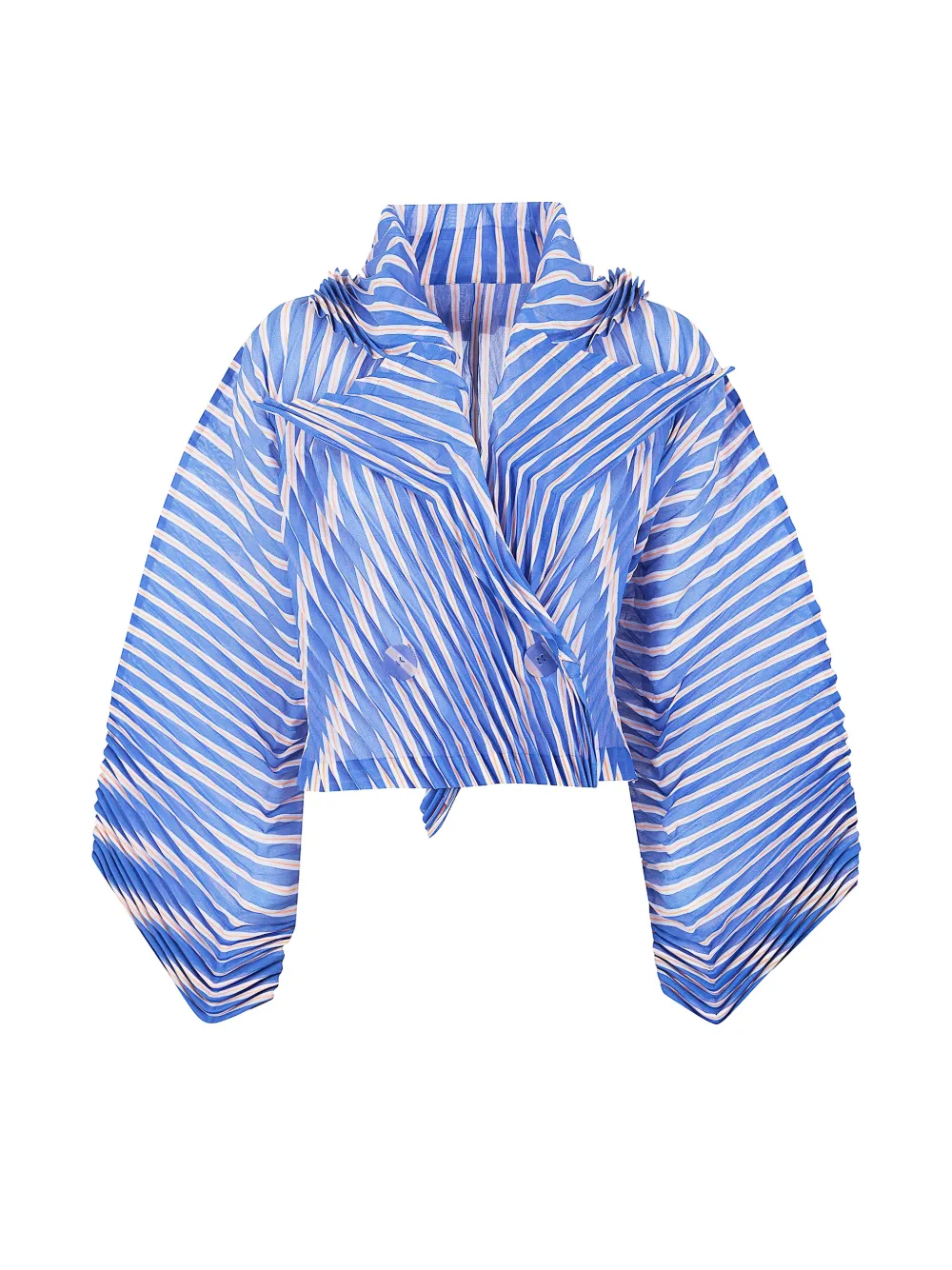 Плиссированный полосатый пиджак Issey Miyake, синий
Плиссированный полосатый пиджак Issey Miyake, синий