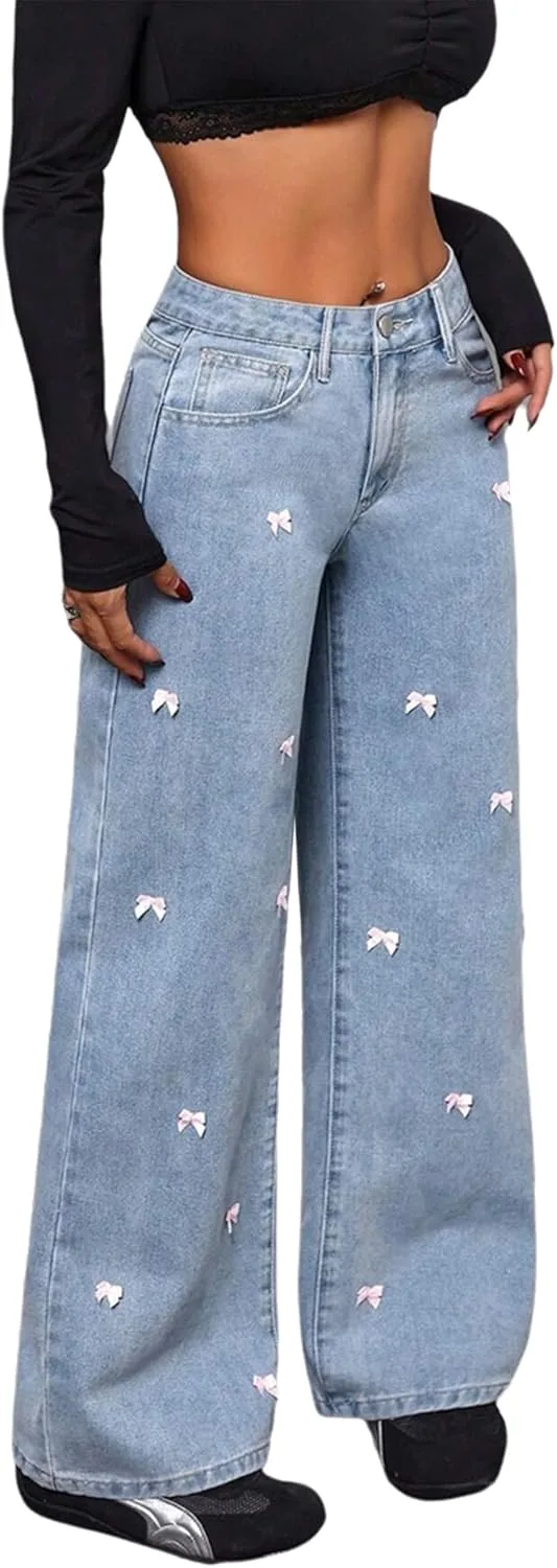 Джинсы Wide Leg для женщин Mid Waisted с бантом cffvdiz
Джинсы Wide Leg для женщин Mid Waisted с бантом cffvdiz