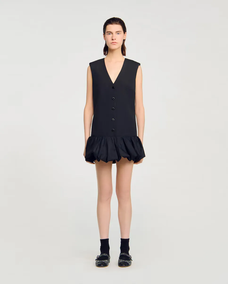 Короткое платье с воланом Sandro, черный
Короткое платье с воланом Sandro, черный