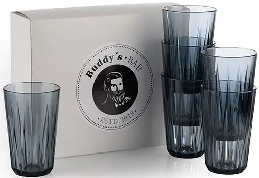 Чашки Buddy's "Buddy's Bar", (комплект, 6 шт.), набор 6 шт., пластик тритан, имитация хрустального стекла, многоразовые Ø 9х15,5 см, 500мл, серый/темно-серый/черный
Чашки Buddy's "Buddy's Bar", (комплект, 6 шт.), набор 6 шт., пластик тритан, имитация хрустального стекла, многоразовые Ø 9х15,5 см, 500мл, серый/темно-серый/черный