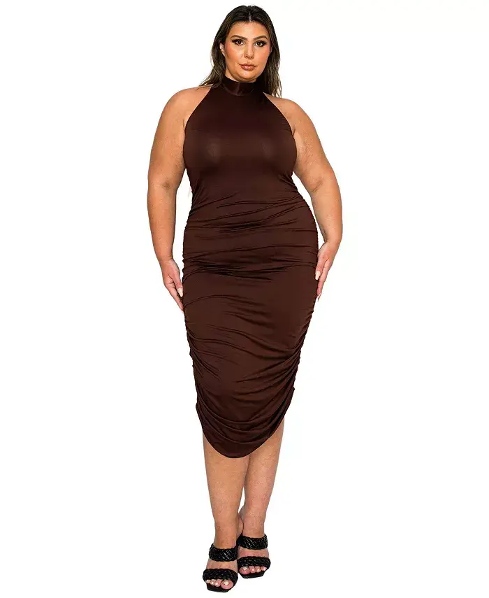 Платье Izzy размера Plus с боковыми сборками и халтер-воротником L I V D, коричневый
Платье Izzy размера Plus с боковыми сборками и халтер-воротником L I V D, коричневый