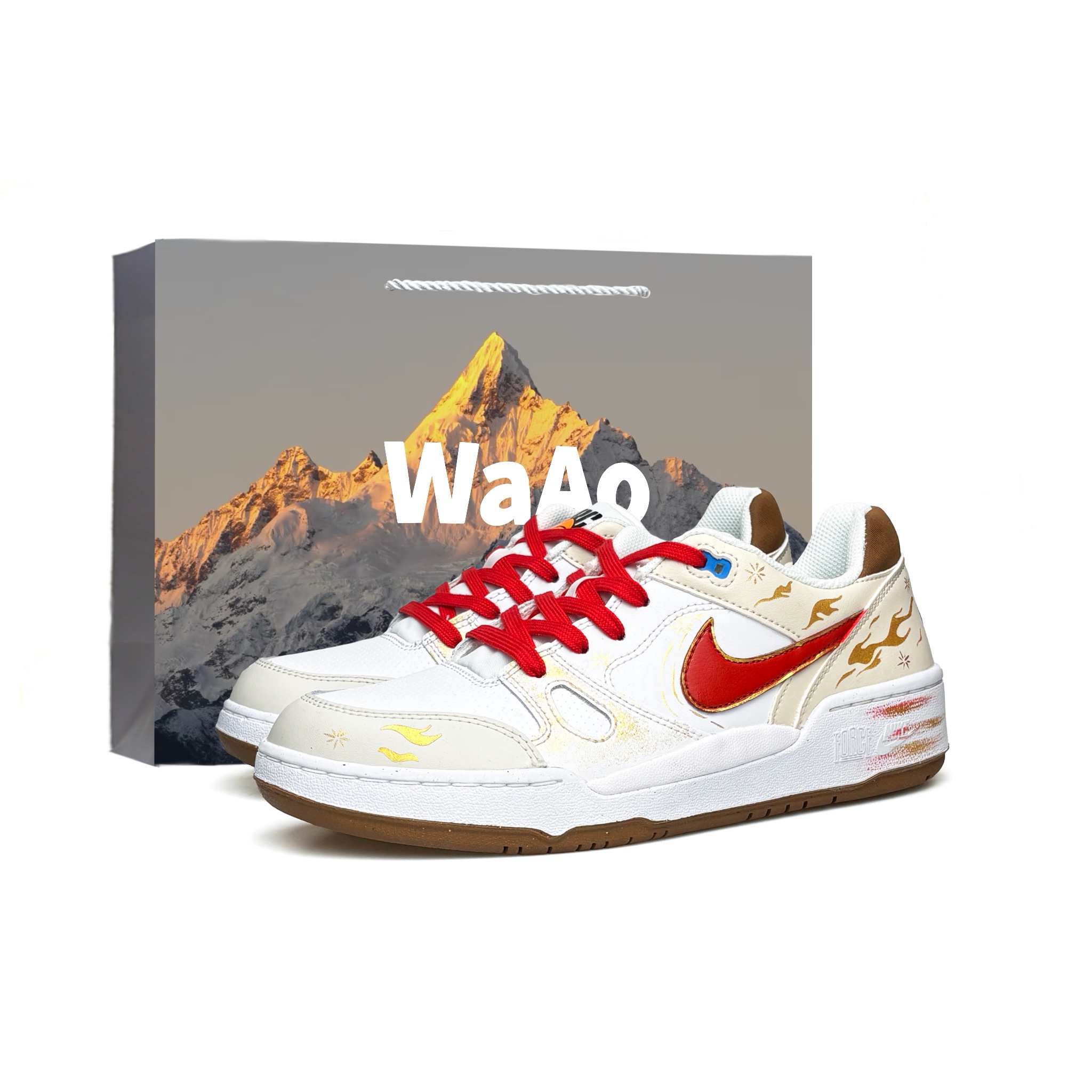 Nike Мужские скейтбордические кроссовки Full Force WAO с износостойким верхом и увеличенной высотой, красные и желтые
Nike Мужские скейтбордические кроссовки Full Force WAO с износостойким верхом и увеличенной высотой, красные и желтые