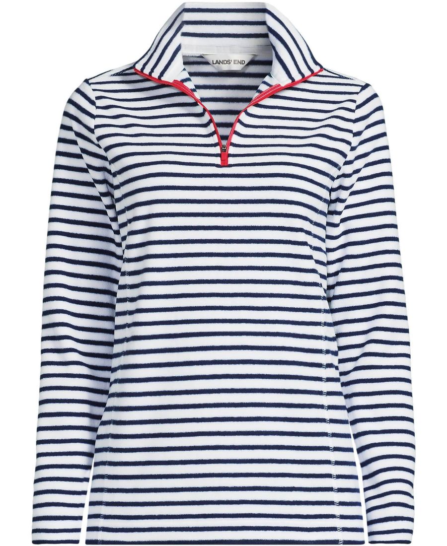 Флисовый пуловер большого размера на всепогодную погоду с застежкой-молнией до четверти длины Lands' End, Crisp white/navy stripe/red
Флисовый пуловер большого размера на всепогодную погоду с застежкой-молнией до четверти длины Lands' End, Crisp white/navy stripe/red