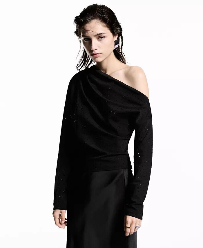 Женская асимметричная блузка с пайетками MANGO, черный
Женская асимметричная блузка с пайетками MANGO, черный