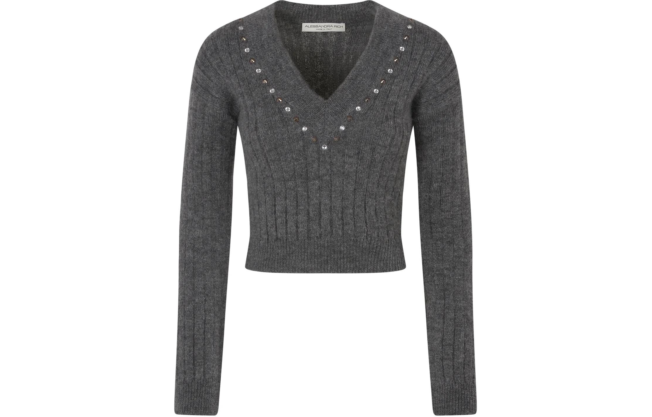 Шерстяной джемпер с кристаллами Alessandra Rich, серый
Шерстяной джемпер с кристаллами Alessandra Rich, серый